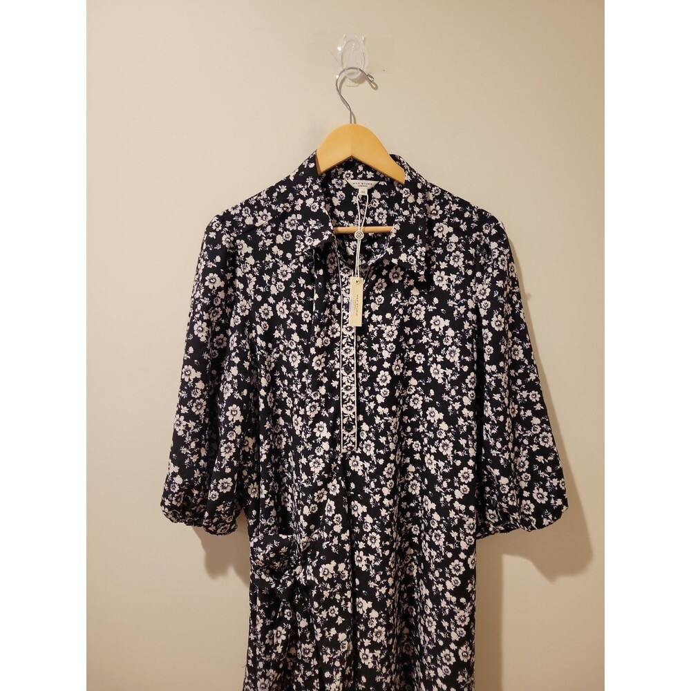 NWT Max Studio Floral Midi Dress Women’s 2X Black Ivory Button Front Boho $178 - Picture 2 of 8